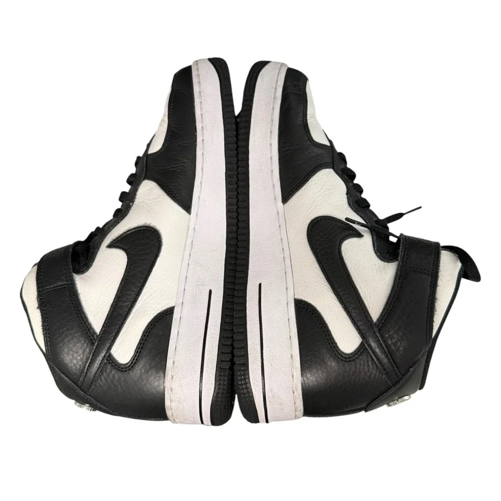 Nike Air Force 1 Mid Stussy Sneakers Mens 9.5 Light Bone Black DJ7840-002